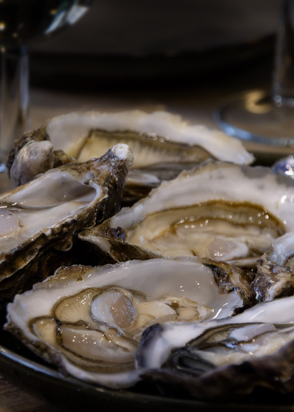 L'ambiance des Halles à Sens - assiette de six huitres
